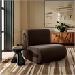 Denby Performance Velvet Accent Chair with Wood Inlay in Chocolate Brown