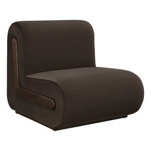 Denby Performance Velvet Accent Chair with Wood Inlay in Chocolate Brown