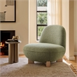 Norwood Faux Mohair Accent Chair with Wood Legs in Moss