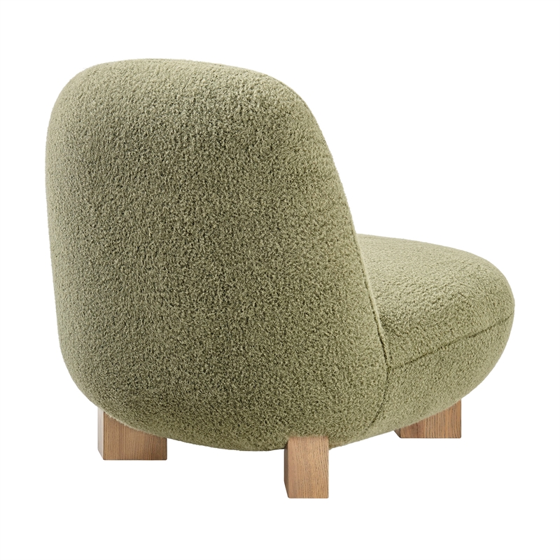 Norwood Faux Mohair Accent Chair with Wood Legs in Moss