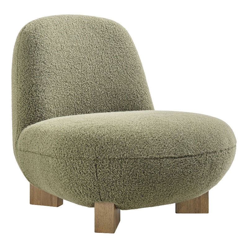 Norwood Faux Mohair Accent Chair with Wood Legs in Moss