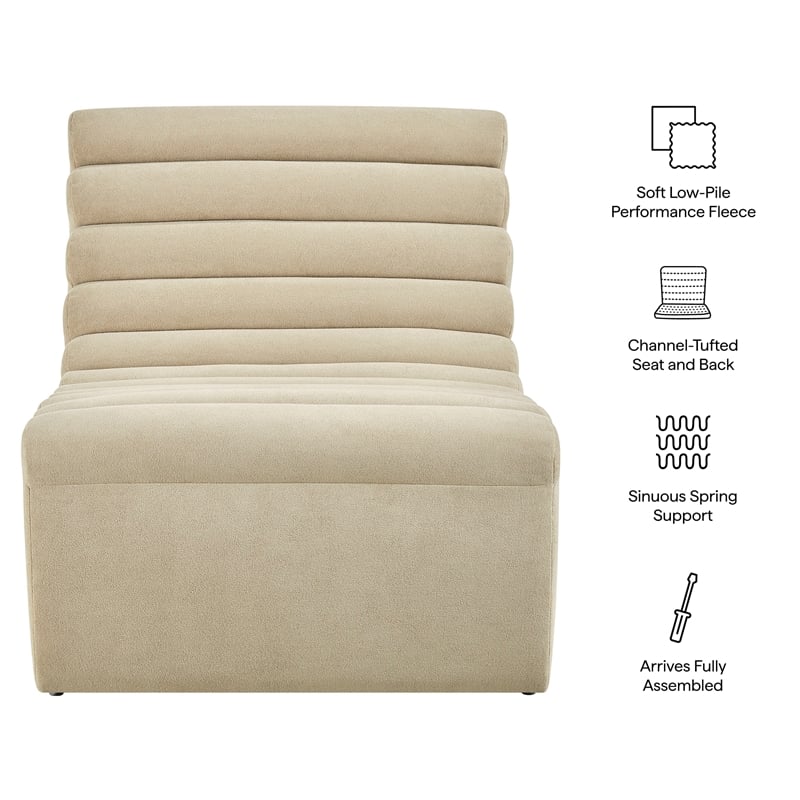 Corbin Performance Fleece Accent Chair with Channel Tufting in Bisque