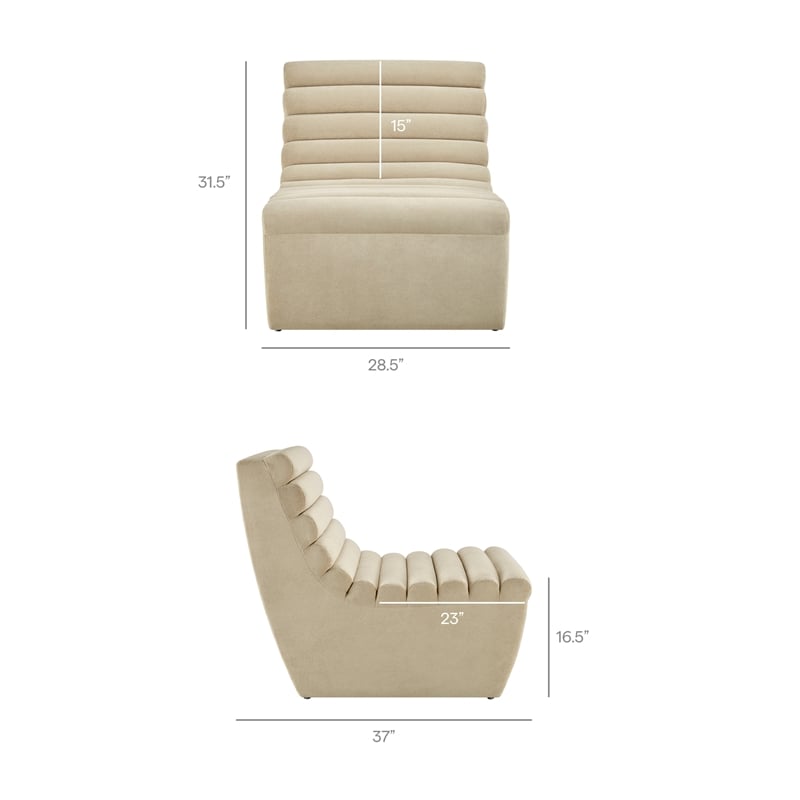 Corbin Performance Fleece Accent Chair with Channel Tufting in Bisque