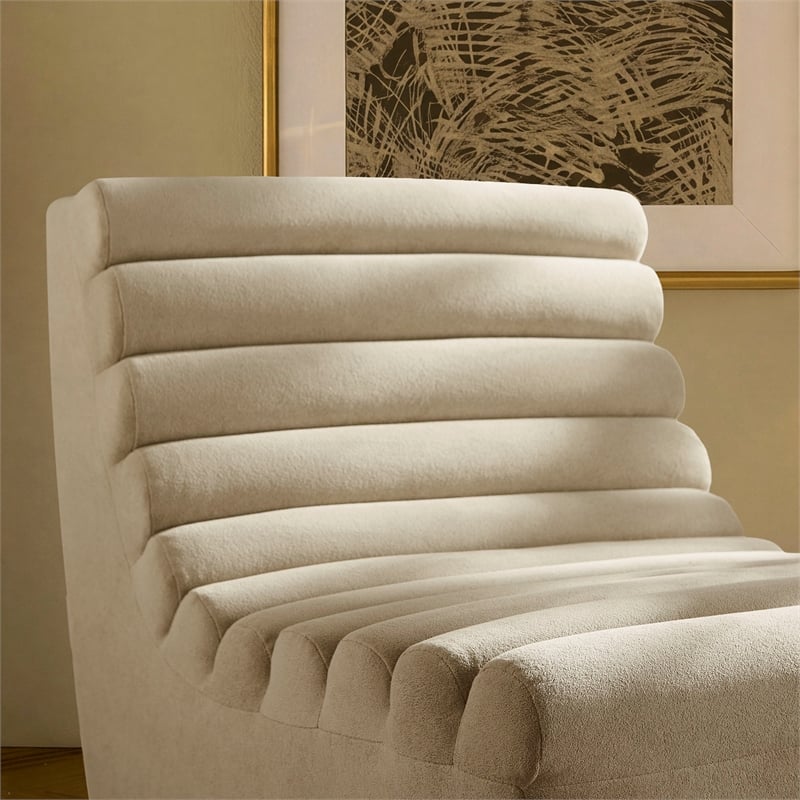 Corbin Performance Fleece Accent Chair with Channel Tufting in Bisque