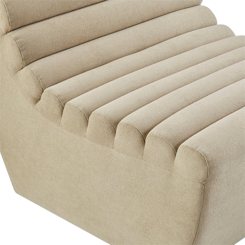 Corbin Performance Fleece Accent Chair with Channel Tufting in Bisque