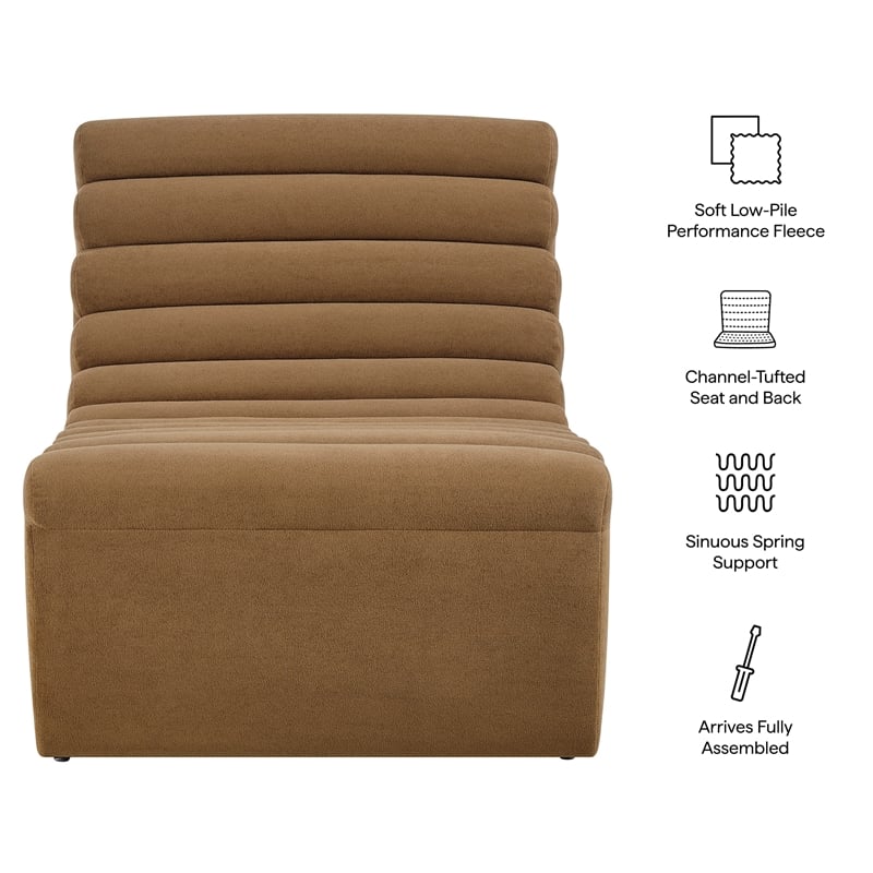 Corbin Performance Fleece Accent Chair with Channel Tufting in Latte