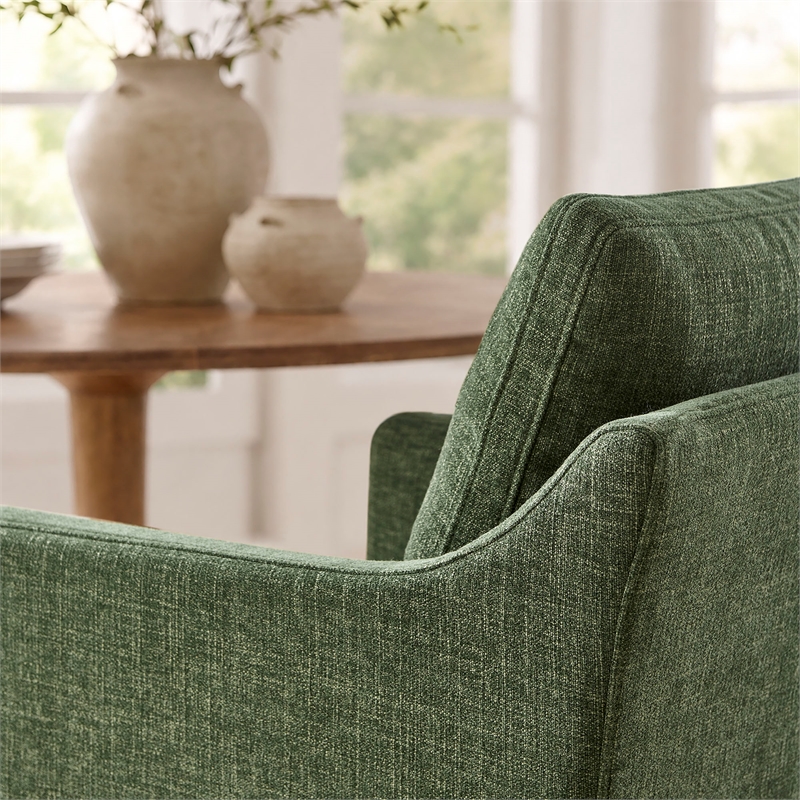 Serene Performance Fabric Dining Armchair with Floor-Length Skirt in Foliage