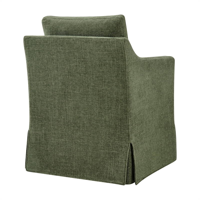 Serene Performance Fabric Dining Armchair with Floor-Length Skirt in Foliage