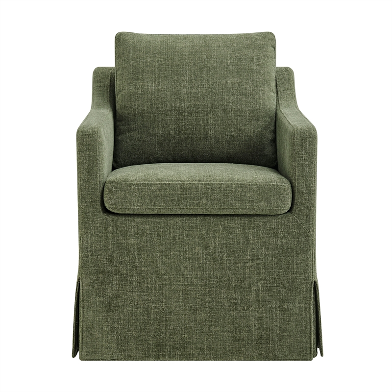 Serene Performance Fabric Dining Armchair with Floor-Length Skirt in Foliage