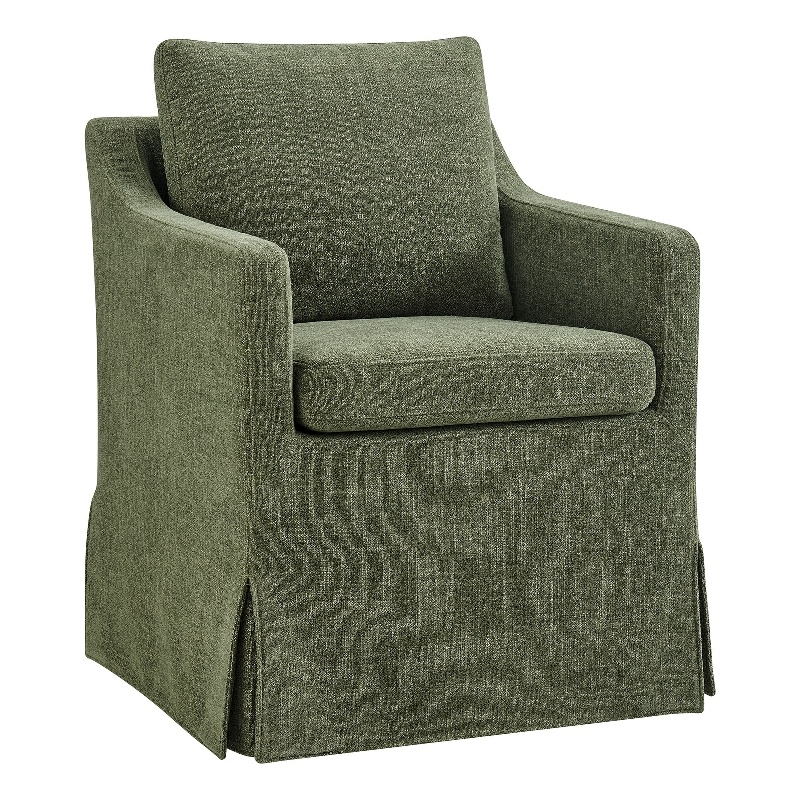 Serene Performance Fabric Dining Armchair with Floor-Length Skirt in Foliage