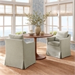 Serene Performance Fabric Dining Armchair with Floor-Length Skirt in Linen