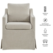Serene Performance Fabric Dining Armchair with Floor-Length Skirt in Linen