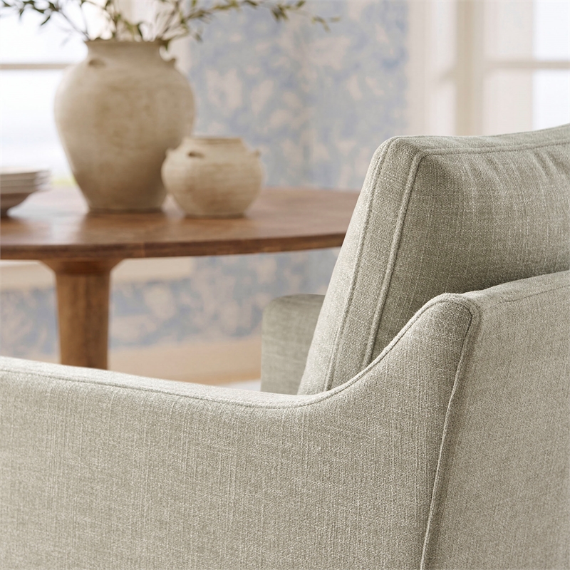 Serene Performance Fabric Dining Armchair with Floor-Length Skirt in Linen