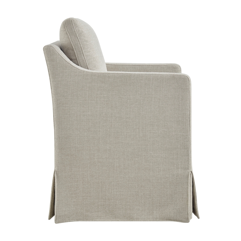 Serene Performance Fabric Dining Armchair with Floor-Length Skirt in Linen