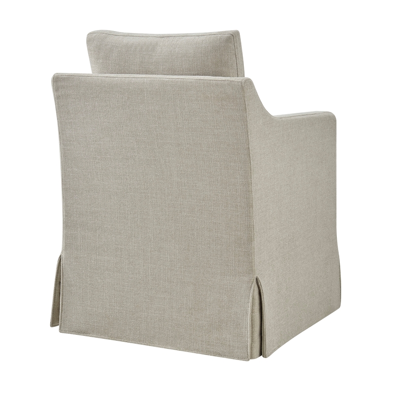 Serene Performance Fabric Dining Armchair with Floor-Length Skirt in Linen