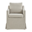 Serene Performance Fabric Dining Armchair with Floor-Length Skirt in Linen