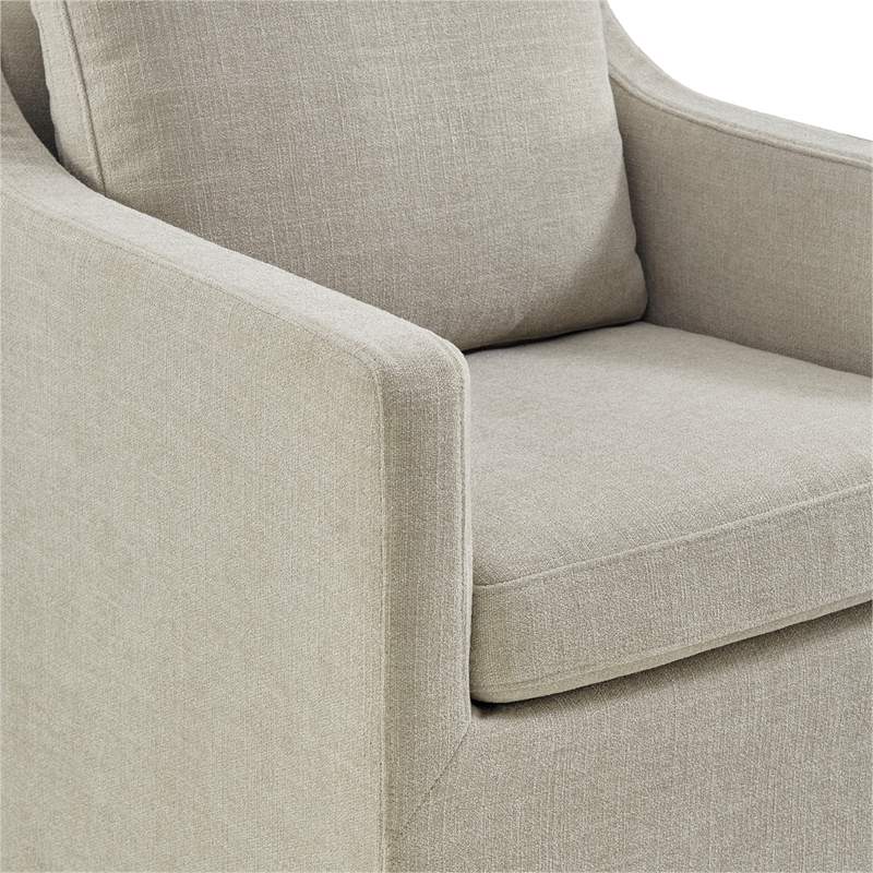 Serene Performance Fabric Dining Armchair with Floor-Length Skirt in Linen