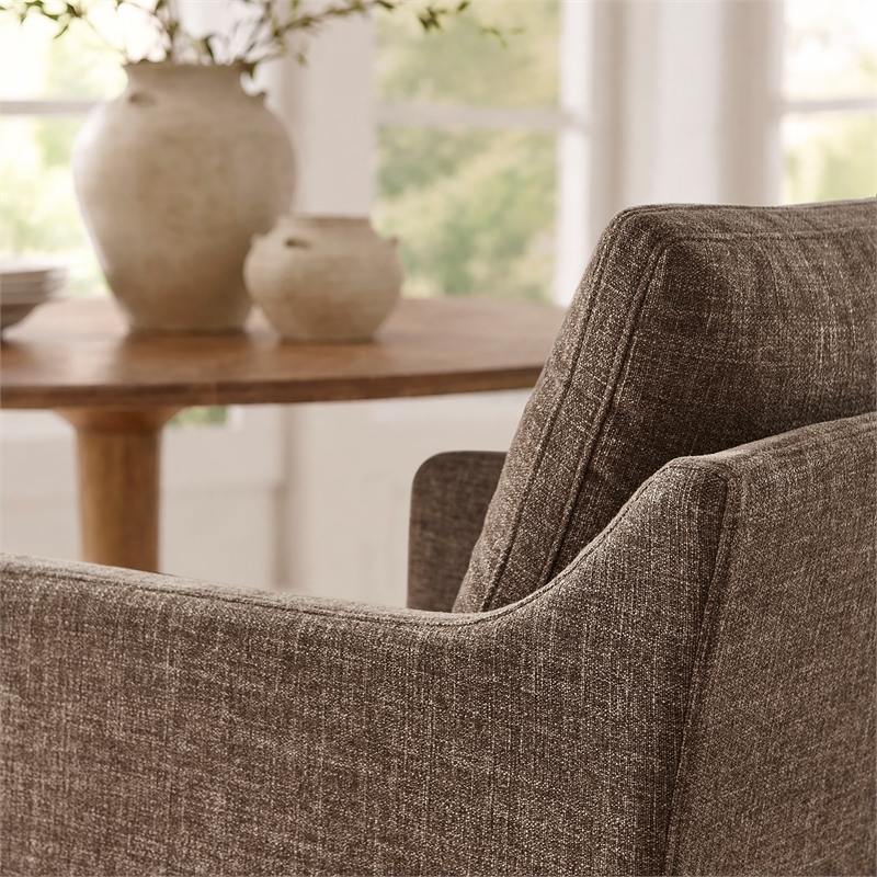Serene Performance Fabric Dining Armchair with Floor-Length Skirt in Mocha
