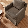 Serene Performance Fabric Dining Armchair with Floor-Length Skirt in Mocha