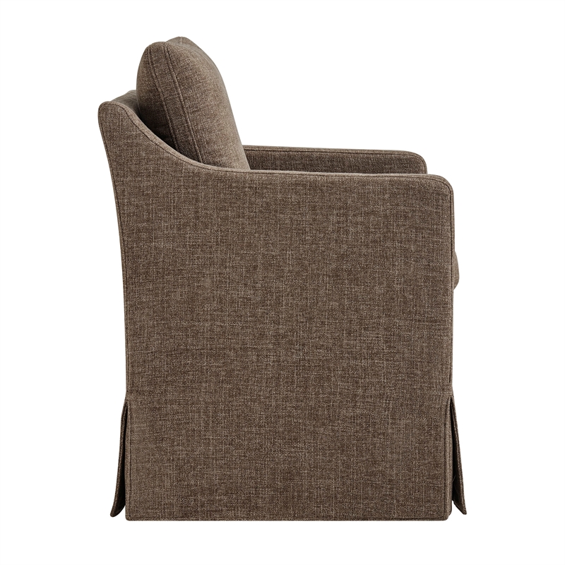 Serene Performance Fabric Dining Armchair with Floor-Length Skirt in Mocha