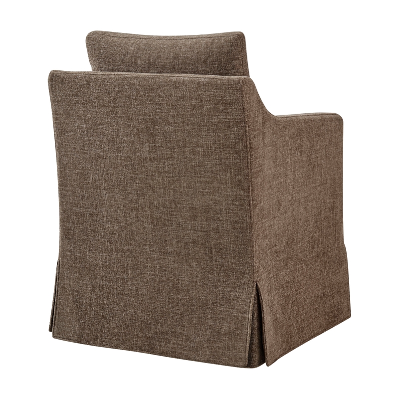 Serene Performance Fabric Dining Armchair with Floor-Length Skirt in Mocha