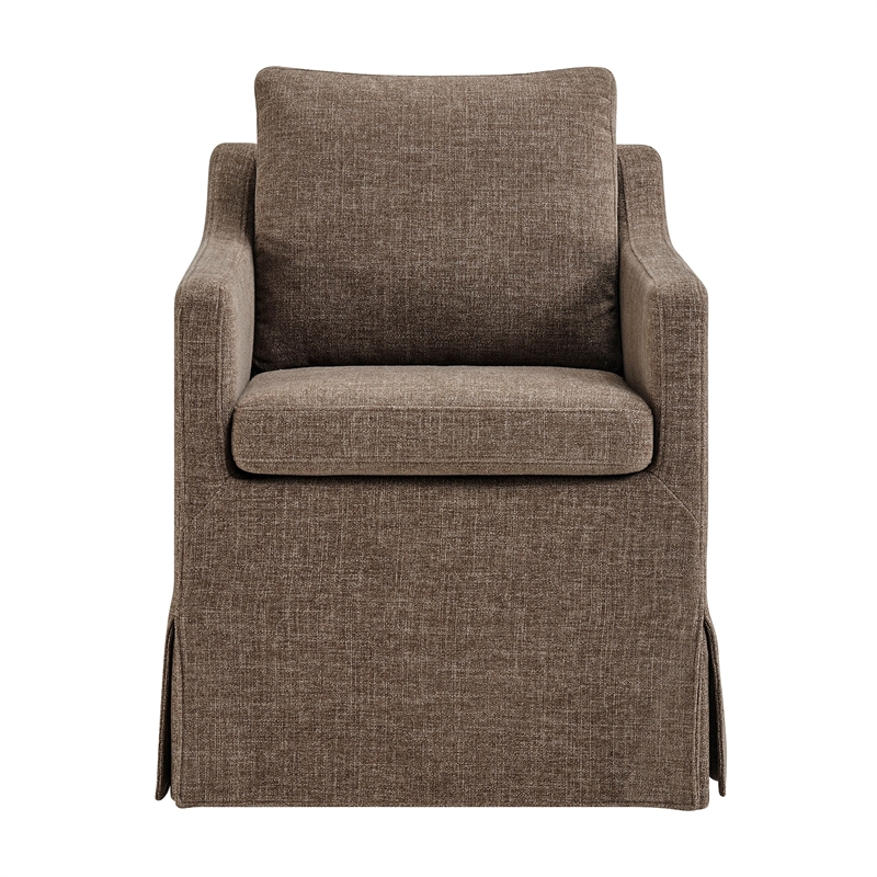 Serene Performance Fabric Dining Armchair with Floor-Length Skirt in Mocha