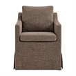 Serene Performance Fabric Dining Armchair with Floor-Length Skirt in Mocha