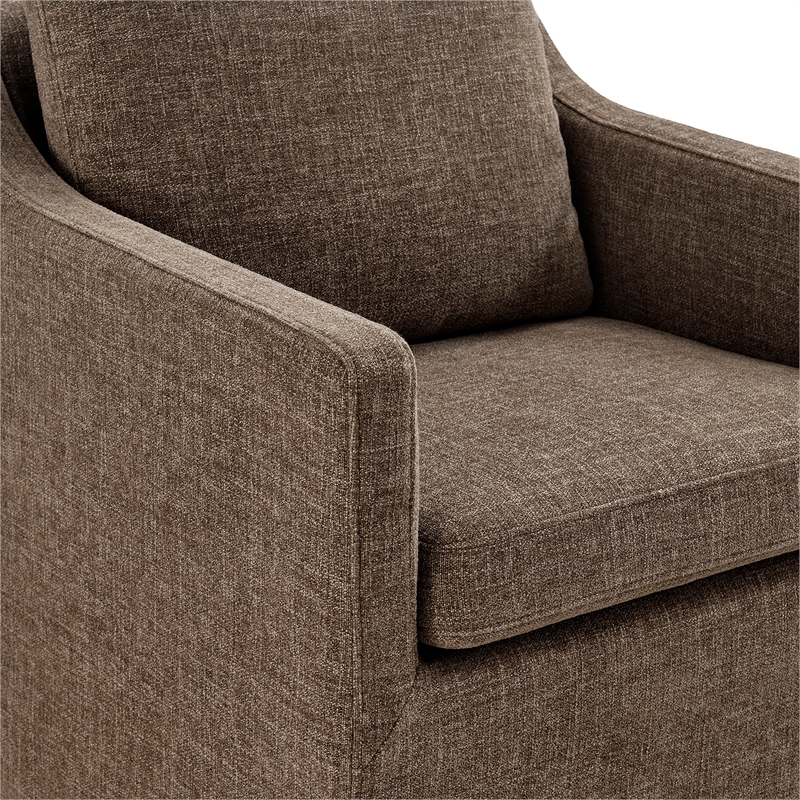 Serene Performance Fabric Dining Armchair with Floor-Length Skirt in Mocha