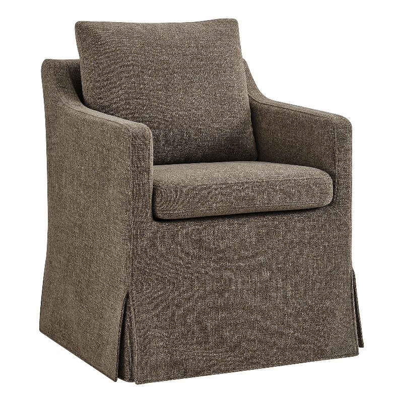 Serene Performance Fabric Dining Armchair with Floor-Length Skirt in Mocha