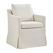 Serene Performance Fabric Dining Armchair with Floor-Length Skirt in Salt