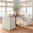 Serene Performance Fabric Dining Armchair with Floor-Length Skirt in Salt