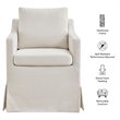 Serene Performance Fabric Dining Armchair with Floor-Length Skirt in Salt