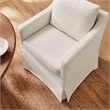 Serene Performance Fabric Dining Armchair with Floor-Length Skirt in Salt
