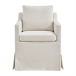Serene Performance Fabric Dining Armchair with Floor-Length Skirt in Salt