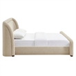 Tasmin Upholstered Fabric King Platform Bed with Rounded Headboard in Linen