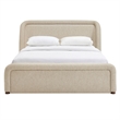 Tasmin Upholstered Fabric King Platform Bed with Rounded Headboard in Linen