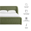 Tasmin Upholstered Fabric Queen Platform Bed with Rounded Headboard in Olive