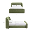 Tasmin Upholstered Fabric Queen Platform Bed with Rounded Headboard in Olive