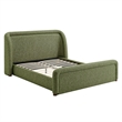 Tasmin Upholstered Fabric Queen Platform Bed with Rounded Headboard in Olive