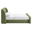 Tasmin Upholstered Fabric Queen Platform Bed with Rounded Headboard in Olive