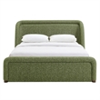 Tasmin Upholstered Fabric Queen Platform Bed with Rounded Headboard in Olive