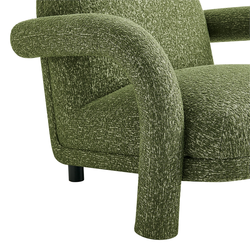 Ferris Textured Fabric Lounge Chair with Arched Arms in Olive