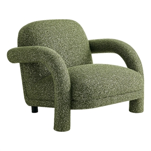 Ferris Textured Fabric Lounge Chair with Arched Arms in Olive