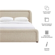 Tasmin Upholstered Fabric Queen Platform Bed with Rounded Headboard in Linen