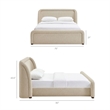 Tasmin Upholstered Fabric Queen Platform Bed with Rounded Headboard in Linen