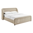 Tasmin Upholstered Fabric Queen Platform Bed with Rounded Headboard in Linen
