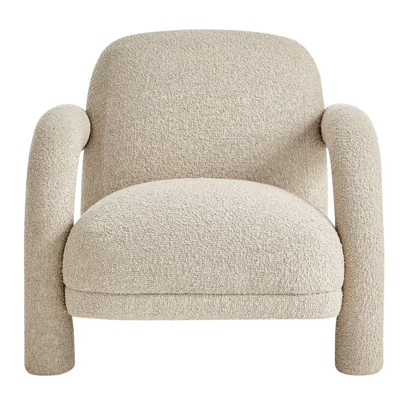 Ferris Textured Fabric Lounge Chair with Arched Arms in Linen