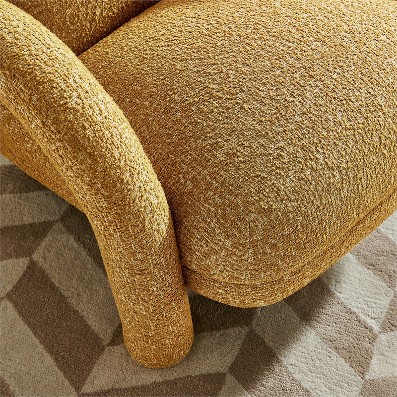 Ferris Textured Fabric Lounge Chair with Arched Arms in Mustard