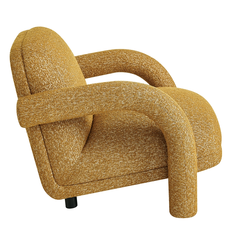 Ferris Textured Fabric Lounge Chair with Arched Arms in Mustard