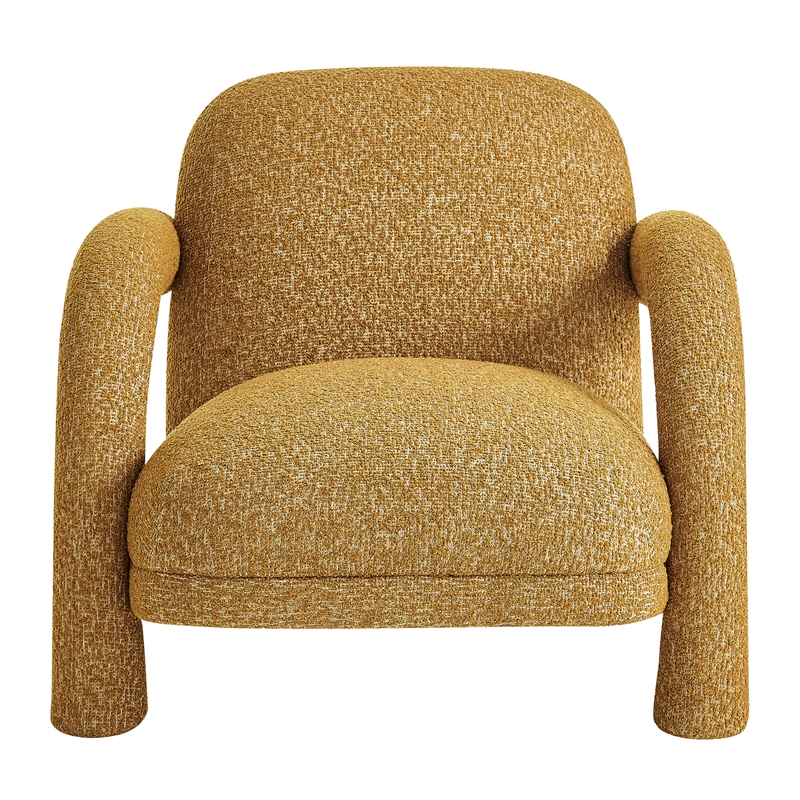 Ferris Textured Fabric Lounge Chair with Arched Arms in Mustard